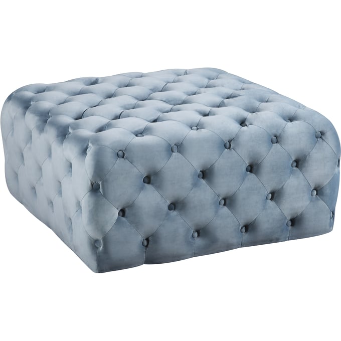 Meridian Furniture Ariel Sky Blue Velvet Ottoman MRD-123SKYBLU