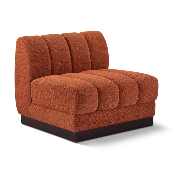 Meridian Furniture Quinn Cognac Chenille Fabric Armless Chair MRD-124COGNAC-ARMLESS