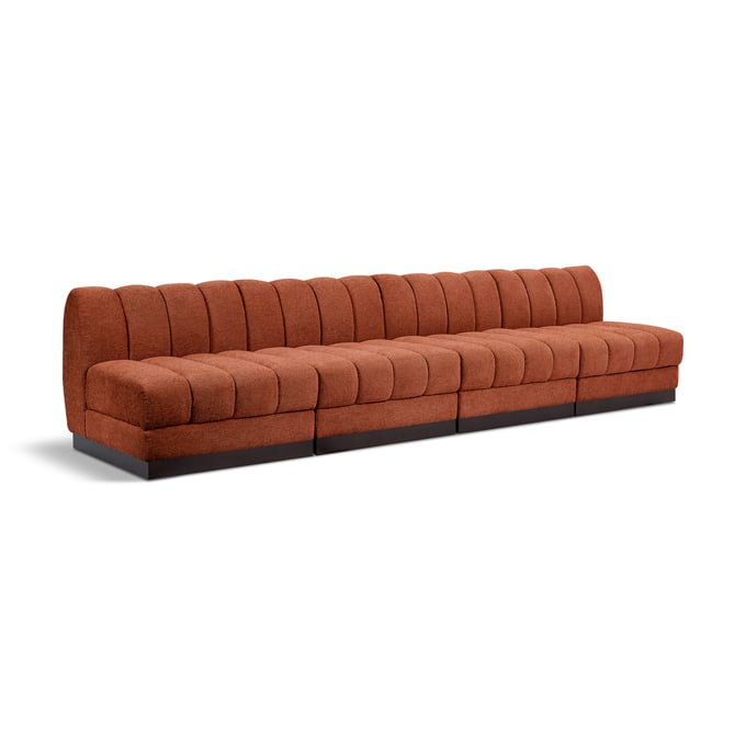 Meridian Furniture Quinn Cognac Chenille Fabric 4pc Armless Sofa MRD-124COGNAC-S128