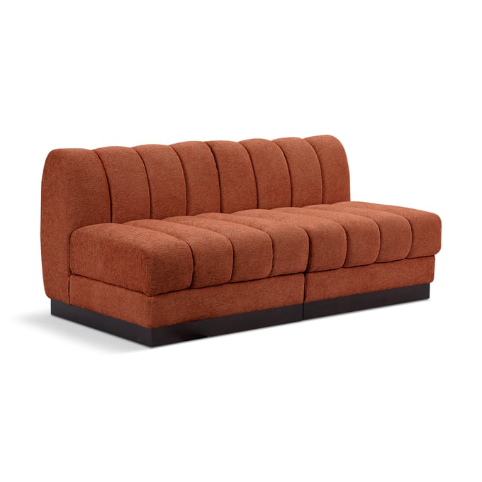 Meridian Furniture Quinn Cognac Chenille Fabric 2pc Armless Sofa MRD-124COGNAC-S64