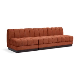 Meridian Furniture Quinn Cognac Chenille Fabric 3pc Armless Sofa