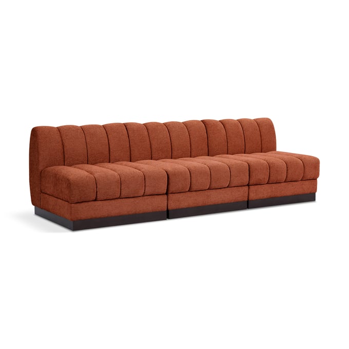 Meridian Furniture Quinn Cognac Chenille Fabric 3pc Armless Sofa MRD-124COGNAC-S96