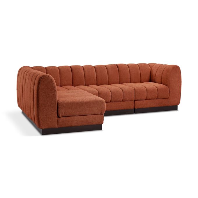 Meridian Furniture Quinn Cognac Chenille Fabric 4pc Modular Sectional MRD-124COGNAC-SEC4A