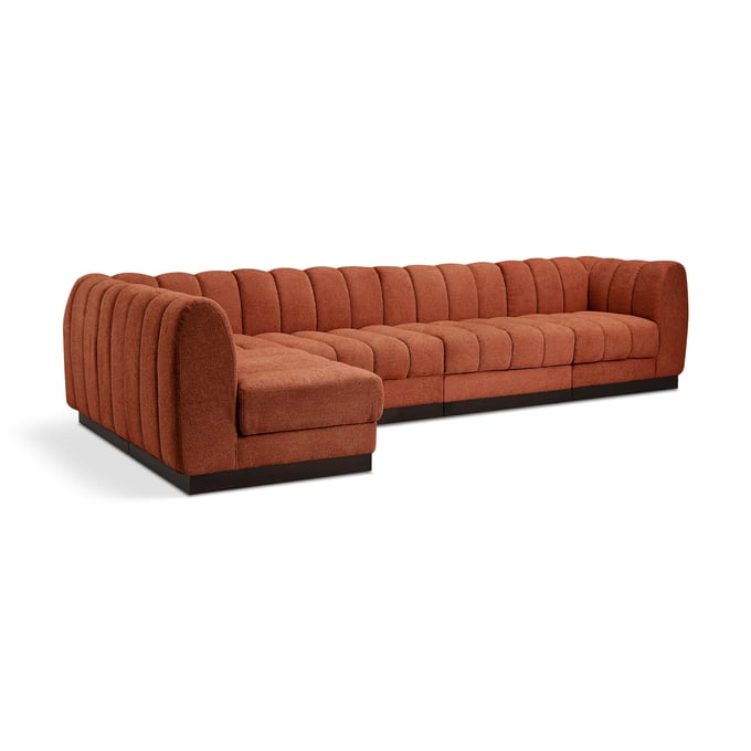 Meridian Furniture Quinn Cognac Chenille Fabric 5pc Modular Sectional MRD-124COGNAC-SEC5A