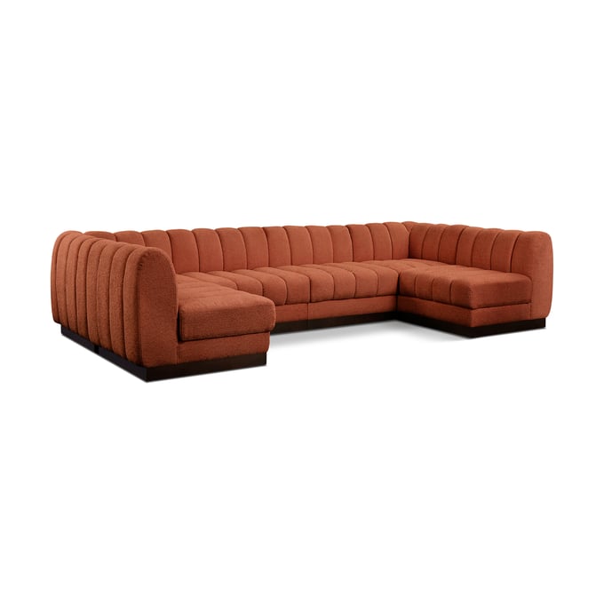 Meridian Furniture Quinn Cognac Chenille Fabric 6pc Modular Sectional MRD-124COGNAC-SEC6A