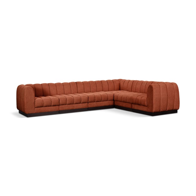 Meridian Furniture Quinn Cognac Chenille 6pc Modular Arm Sectional MRD-124COGNAC-SEC6C