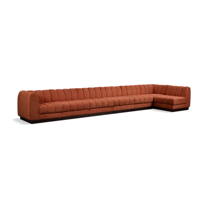 Meridian Furniture Quinn Cognac Chenille Fabric 7pc Modular Sectional MRD-124COGNAC-SEC7B