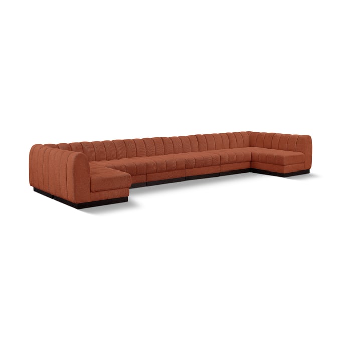 Meridian Furniture Quinn Cognac Chenille 8pc Modular Sectional MRD-124COGNAC-SEC8A