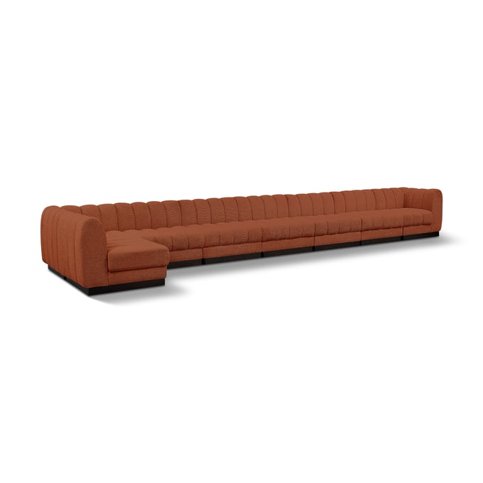 Meridian Furniture Quinn Cognac Chenille Fabric 8pc Modular Sectional MRD-124COGNAC-SEC8B