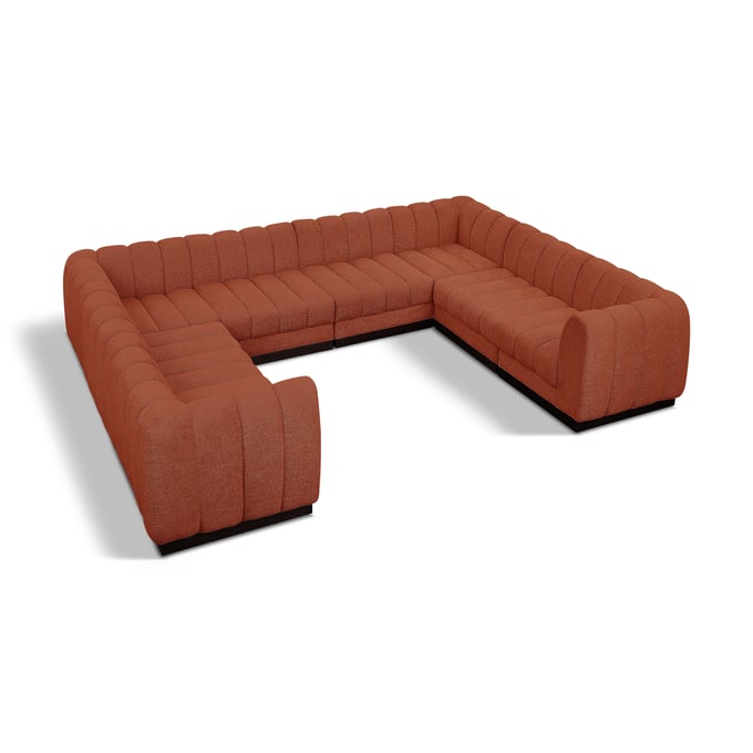 Meridian Furniture Quinn Cognac Chenille 8pc Modular Arm Sectional MRD-124COGNAC-SEC8C