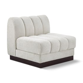 Meridian Furniture Quinn Cream Chenille Fabric Armless Chair