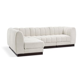 Meridian Furniture Quinn Cream Chenille Fabric 4pc Modular Sectional