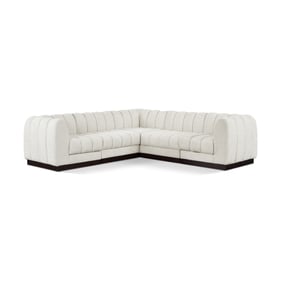 Meridian Furniture Quinn Cream Chenille 5pc Modular Arm Sectional