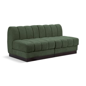 Meridian Furniture Quinn Green Chenille Fabric 2pc Armless Sofa