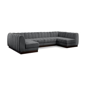 Meridian Furniture Quinn Grey Chenille Fabric 6pc Modular Sectional