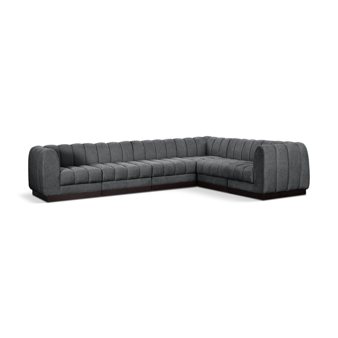 Meridian Furniture Quinn Grey Chenille 6pc Modular Arm Sectional MRD-124GREY-SEC6C