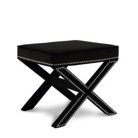 Meridian Furniture Nixon Black Velvet Ottoman