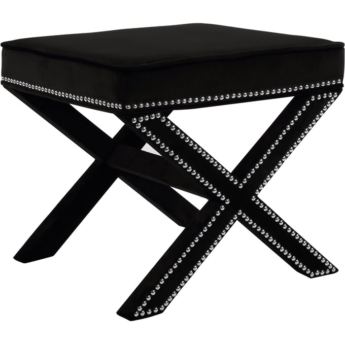 Design Edge Ayr  Black Velvet Ottoman DE-22249975