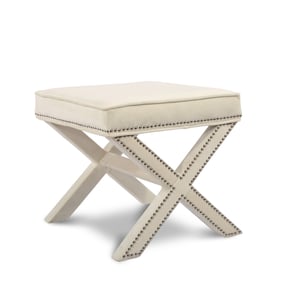 Meridian Furniture Nixon Cream Velvet Ottoman