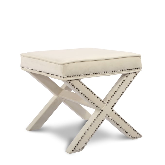 Meridian Furniture Nixon Cream Velvet Ottoman MRD-126Cream