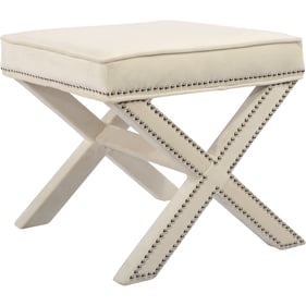 Design Edge Ayr  Cream Velvet Ottoman