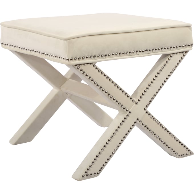 Design Edge Ayr  Cream Velvet Ottoman DE-22249985