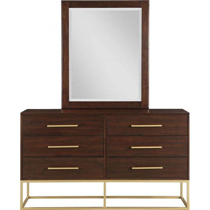 Meridian Furniture Maxine Brown Gold Dresser And Mirror MRD-848Brown-DRMR