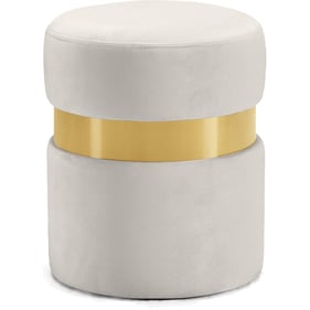 Design Edge Seven Hills  Cream Velvet Gold Band Ottoman