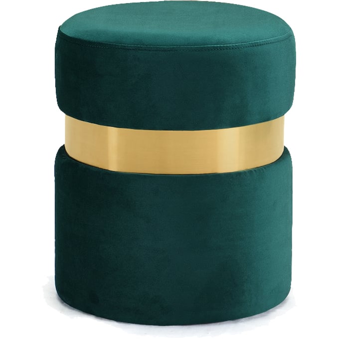 Design Edge Seven Hills  Green Velvet Gold Band Ottoman DE-22779080