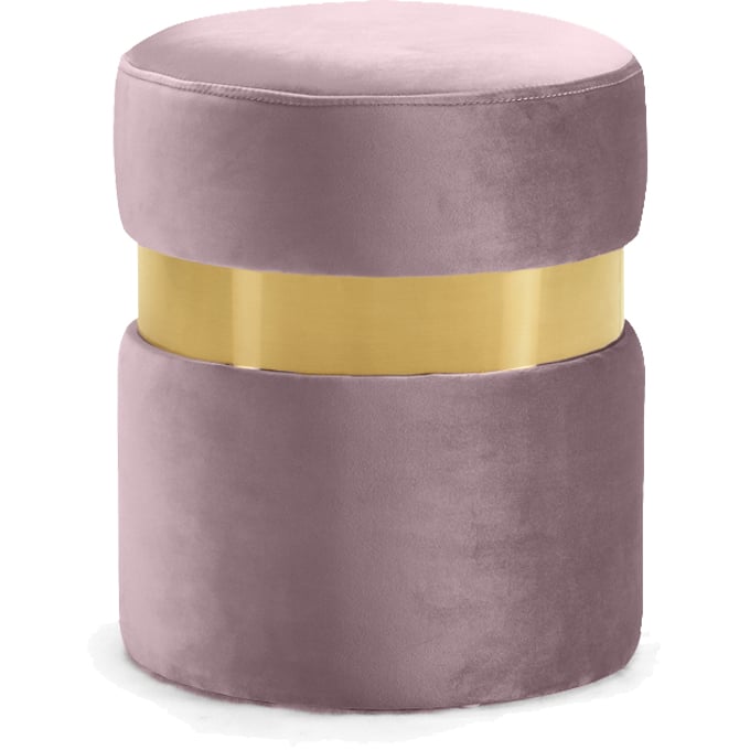 Design Edge Seven Hills  Pink Velvet Gold Band Ottoman DE-22779110