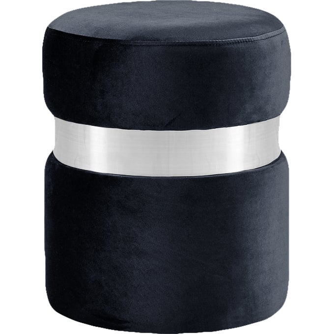 Meridian Furniture Hailey Black Velvet Chrome Ottoman Stool MRD-133BLACK