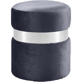 Meridian Furniture Hailey Grey Velvet Chrome Ottoman Stool