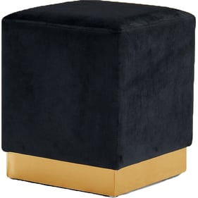 Meridian Furniture Jax Black Velvet Gold Ottoman