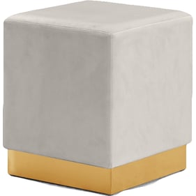 Design Edge Thirroul  Cream Velvet Gold Base Ottoman