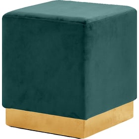 Meridian Furniture Jax Green Velvet Gold Ottoman