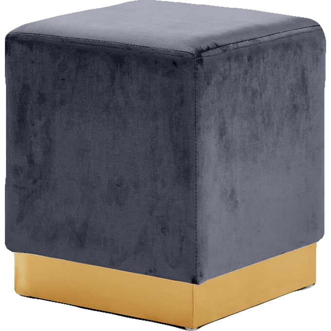 Meridian Furniture Jax Grey Velvet Gold Ottoman MRD-134GREY