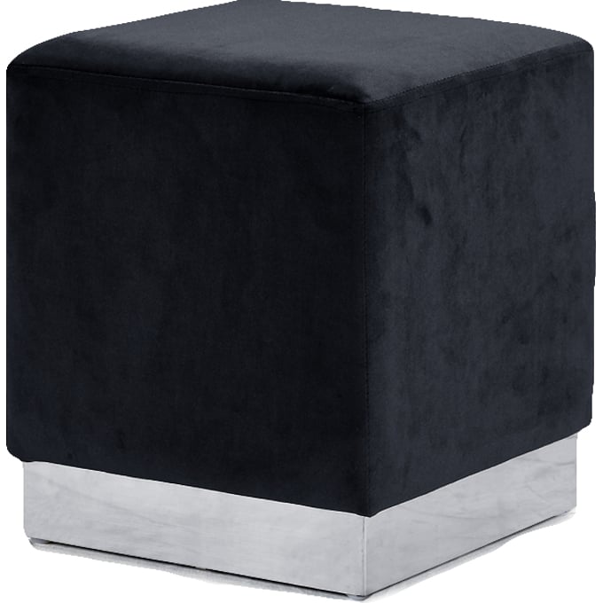 Meridian Furniture Jax Black Velvet Chrome Ottoman MRD-135BLACK