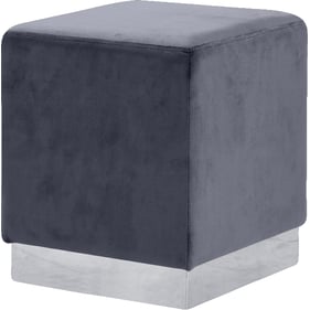 Design Edge Thirroul  Grey Velvet Chrome Base Ottoman