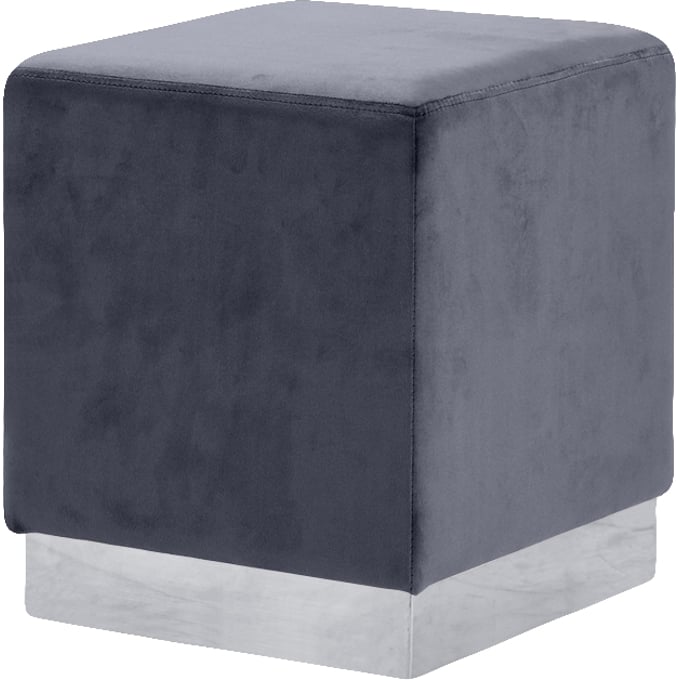 Meridian Furniture Jax Grey Velvet Chrome Ottoman MRD-135GREY