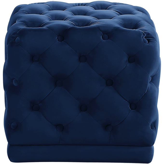 Meridian Furniture Stella Navy Velvet Ottoman MRD-137NAVY