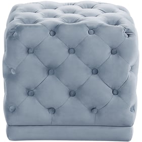 Meridian Furniture Stella Sky Blue Velvet Ottoman