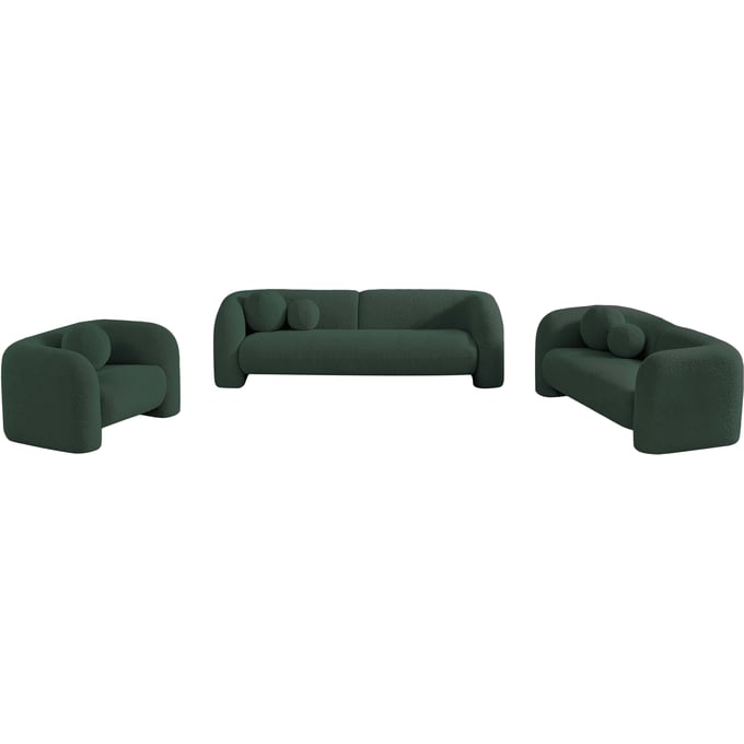 Meridian Furniture Emory Green Boucle Fabric 3pc Living Room Set MRD-139GREEN-LR-S1