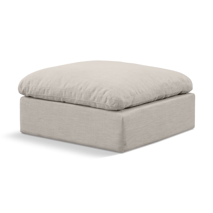 Meridian Furniture Indulge Beige Linen Ottoman MRD-141BEIGE-OTT