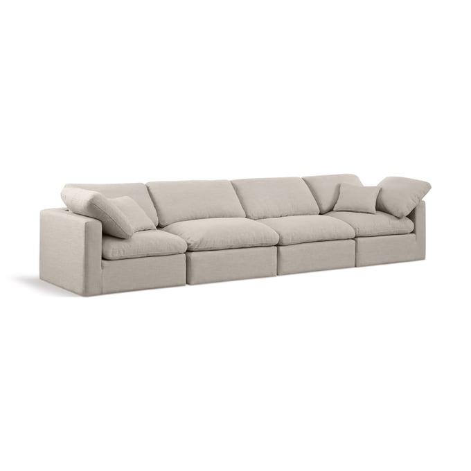 Meridian Furniture Indulge Beige Linen 4pc Modular Sofa Sectional MRD-141BEIGE-S140