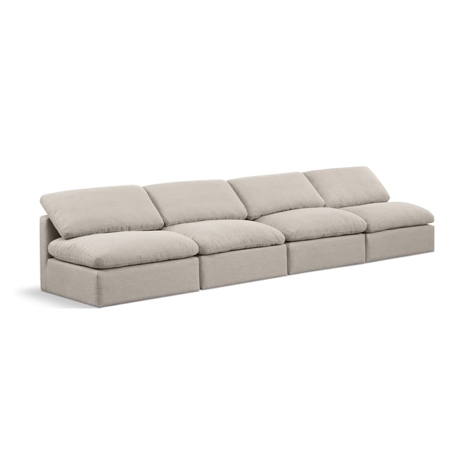 Meridian Furniture Indulge Beige Linen 4pc Armless Sofa Sectional MRD-141BEIGE-S4