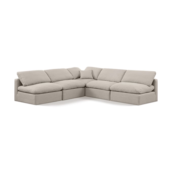 Meridian Furniture Indulge Beige Linen 5pc Modular Sofa Sectional MRD-141BEIGE-SEC5B