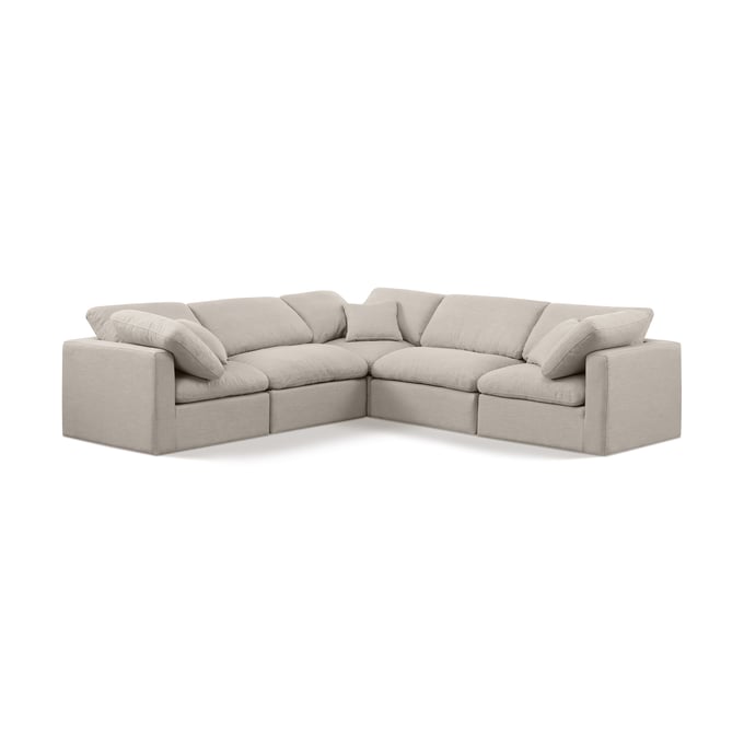 Meridian Furniture Indulge Beige Linen 5pc Arm Sofa Sectional MRD-141BEIGE-SEC5C