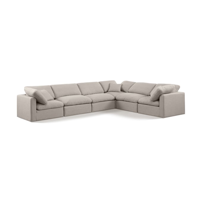 Meridian Furniture Indulge Beige Linen 6pc Modular Sectional MRD-141BEIGE-SEC6A