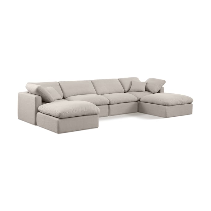 Meridian Furniture Indulge Beige Linen 6pc Sofa Sectional MRD-141BEIGE-SEC6B