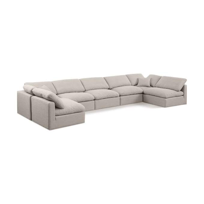 Meridian Furniture Indulge Beige Linen 7pc Armless Modular Sectional MRD-141BEIGE-SEC7B